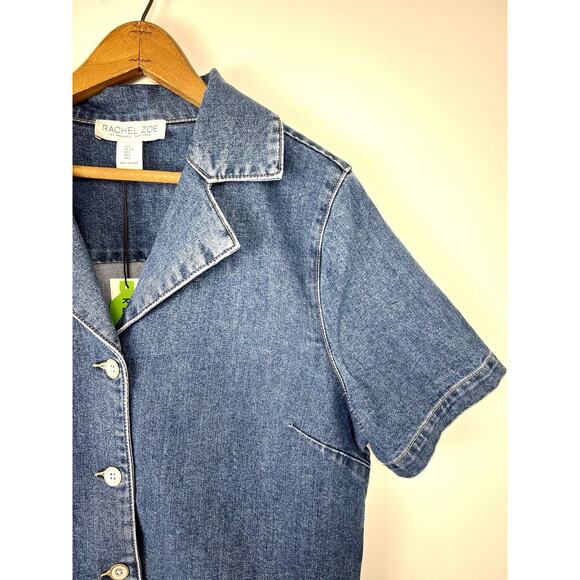 NWT Rachel Zoe Cropped Denim Shirt Womens Large Button Down Coastal Country - Picture 3 of 5